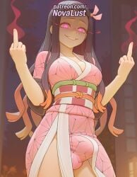 1futa 2025 ai_generated artist_name breasts breasts breasts bust checkered_obi chest demon_slayer finger_gun futanari glowing glowing_eyes hair_ribbon hi_res high_quality high_resolution highres index_finger_raised japanese_clothes kamado_nezuko kimetsu_no_yaiba kimono long_hair middle_finger novalust obi patreon patreon_username pink_eyes pink_kimono pink_ribbon pointing pointing_at_viewer pointing_up ribbon sash smile solo stable_diffusion watermark