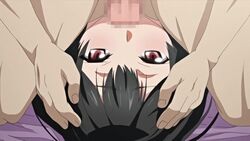 animated black_hair censored deepthroat deepthroat_facesitting fellatio female mounting_head no_gag_reflex oral sadako_(toshi_densetsu_series) throat_fuck toshi_densetsu_series