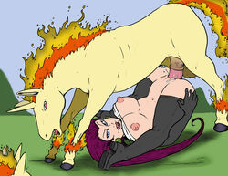 1boy 1girls animal_genitalia animal_penis boots breasts cum cum_in_pussy cum_inside equine equine_penis female fleatrollus furry high_heel_boots hooves horsecock interspecies jessie_(pokemon) long_hair male_rapidash nintendo penis pokemon pokemon_(anime) pokephilia ponyta pussy rapidash sex straight team_rocket thigh_boots unicorn vagina vaginal_penetration