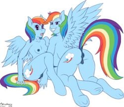 2016 all_fours alpha_channel animal_genitalia animal_pussy anthro anus ass big_breasts breasts clone duo equine equine_pussy female friendship_is_magic grin hair horse mammal marukomuru multicolored_hair my_little_pony nipples open_mouth pegasus pony pussy rainbow_dash_(mlp) rainbow_hair sideboob simple_background sitting small_breasts straight_hair transparent_background underhoof wings yuri