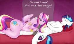 2016 alicorn anthro anthrofied balls canon_couple cutie_mark dialogue drakxs english_text equine female friendship_is_magic horn husband_and_wife male mammal married_couple my_little_pony oral princess_cadance_(mlp) shining_armor_(mlp) text unicorn wings