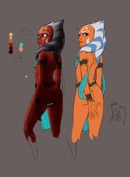 1girls ahsoka_tano ass clone_wars covering_crotch embarrassed female female_only jedi sketch slave slave_ahsoka slave_clothes slave_outfit solo star_wars tagme the_clone_wars:_season_four togruta tourbillon zygerria