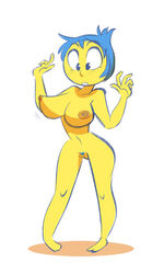 blue_eyes blue_hair breasts brokenlynx disney female_only inside_out joy_(inside_out) large_breasts nipples nude pixar pussy yellow_hair