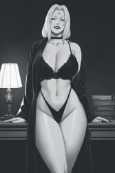2d ai_generated aroused aroused_face aroused_female aroused_smile bare_legs bare_thighs belly_button black_and_white blonde_female blonde_hair bra choker cleavage cleavage_cutout hourglass_figure hourglass_figured_female large_ass large_breasts lingerie lingerie_only lipstick looking_at_viewer milf naruto naruto_(series) naruto_shippuden ozyvan painted_fingernails painted_nails panties sexy sexy_body sexy_pose smiling smiling_at_viewer smirk smirking smirking_at_viewer tagme thick_ass thick_thighs tied_hair tsunade tsunade_(naruto) voluptuous voluptuous_body voluptuous_female