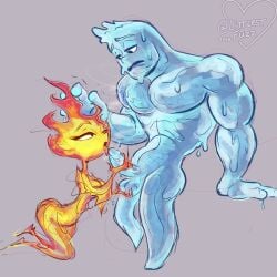 2024 absurd_res ass balls blue_body breasts canon_couple curvy_female curvy_humanoid digital_drawing_(artwork) digital_media_(artwork) disney dripping duo elemental_(pixar) elemental_creature elemental_humanoid ember_lumen erection fellatio female fire fire_creature fire_humanoid flaming_hair genitals glans grey_background hi_res holding_balls holding_penis hover_hand humanoid humanoid_genitalia humanoid_penis kneeling_oral_position licking lidded_eyes liquid_hair littlestfuzz looking_at_another looking_at_partner male male/female muscular muscular_humanoid muscular_male not_furry nude open_mouth oral penile penis penis_lick pixar pseudo_hair red_body seductive sex simple_background standing standing_sex steam tongue tongue_out wade_ripple water water_creature water_humanoid