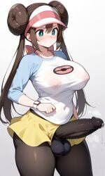 bulge bulge_through_clothing futanari penis_under_clothes pokemon rosa_(pokemon) skirt thighhighs