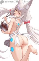 1girls 2020s 2025 :p apple_butt apron arched_back ass ass_focus baking barefoot blush body_markings breasts cat_ears catgirl chocolate come_hither confident cooking cute dat_ass facial_mark feet_up female from_behind grey_hair hair_bow legs licking_spoon light-skinned_female long_hair looking_at_viewer looking_back_at_viewer medium_breasts mixing_bowl naked_apron nia nia_(blade) nude_female one_eye_closed playful sideboob small_breasts smile solo solo_female tagme toes tongue tongue_out twintails upper_body valentine's_day very_long_hair whisk wink winking_at_viewer xenoblade_(series) xenoblade_chronicles_2 yellow_eyes z-ki