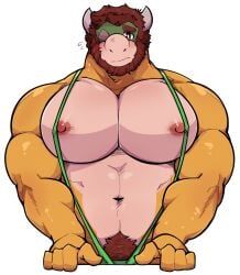 bara big_pecs buff green_mankini mankini non-human sexy shy