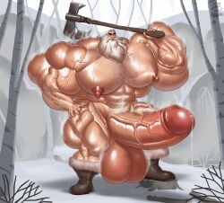 bodybuilder hyper hyper_balls hyper_cock hyper_genitalia hyper_penis hyper_testicles male male_only muscles muscular muscular_arms muscular_male muscular_thighs regnar