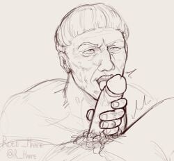 blowjob dick dry_devil_(kingdom_come:_deliverance) face_closeup gay hairy kingdom_come:_deliverance licking licking_penis male_on_male male_only medieval penis pov pov_blowjob pov_male rote_haare