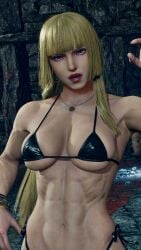 1girls alluring athletic_female bikini blonde_hair blue_eyes chiseled_abs chiseled_body classy classy_female cleavage emilie_de_rochefort envy15re2lm female_abs fit_female hair_down looking_at_viewer mod namco necklace tekken tekken_7 tekken_8 tekken_tag_tournament_2 underboob