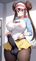 bulge bulge_through_clothing futanari penis_under_clothes pokemon rosa_(pokemon) skirt thighhighs