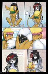 2016 anthro ass ass_grab bathroom black_hair black_nipples blonde_hair blush breast_grab breasts brown_eyes closed_eyes comic devoid-kiss dialogue duo english_text female fur green_eyes grey_fur grinding hair hair_dye hand_on_ass hand_on_breast hanging_breasts heart hi_res kissing licking mammal mature_female mouse multicolored_hair nipple_piercing nipples nude open_mouth parent piercing pink_hair pounce pussy red_hair reyne rodent shower small_breasts squirrel straddling taslin text tongue tongue_out two_tone_hair water wet white_fur yuri