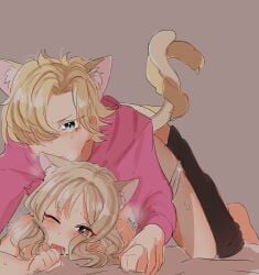 biting_ear cat_ears clothed_sex diabolik_lovers doggy_style komori_yui mukami_kou open_mouth vampire