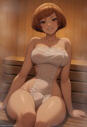 1futa 1futanari ai_generated ass big_ass big_breasts big_butt big_hips big_penis breasts brown_eyes brown_hair bulge bulge_through_clothing chie_satonaka cleavage dick dickgirl eyebrows eyelashes fully_naked fully_nude futa_only futanari grin grinning grinning_at_viewer hair hands-free hands_free huge_cock indoors lips long_hair looking_at_viewer makeup medium_hair naked naked_futanari narrow_waist narrowed_eyes nose nude nude_futa nude_futanari penis persona persona_4 satonaka_chie sauna seducing seductive seductive_eyes seductive_gaze seductive_look seductive_mouth seductive_pose seductive_smile see-through_clothing short_hair sitting smile smile_at_viewer smiley_face smooth_balls smooth_penis smooth_skin solo solo_dickgirl solo_focus solo_futa solo_futanari testicles tomboy tomboy_futa towel velonix wet