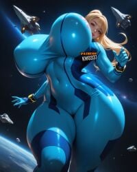 1girls ai_generated ass big_breasts blonde_hair breasts female_only huge_breasts kw0337 large_breasts long_hair metroid samus_aran solo solo_female thick_thighs