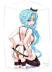 1girls ass blue_hair female kaminari_clara lingerie phase_connect phase_connect_jp seori sideboob undressing virtual_youtuber