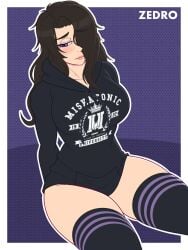 big_ass big_breasts big_breasts big_butt big_titties brown_hair clothing curvaceous curvaceous_female curvaceous_figure curvy curvy_figure curvy_hips female female_focus female_only long_hair original original_character purple_eyes thigh_highs university_student zedro