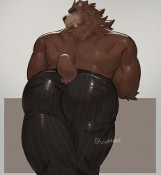 ass ass_focus ass_grab bear clothing furry furry_ears furry_male furry_only furry_tail gay gay_male hairy hairy_male smiling smiling_at_viewer tight_clothing tight_fit