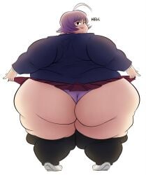 ambiguous_gender big_butt chechecheart fat fat_ass ill_fitting_clothing lifting_skirt osana_najimi panties teasing very_wide_hips wide_hips