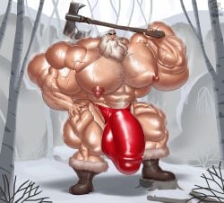 bodybuilder hyper hyper_balls hyper_cock hyper_genitalia hyper_penis hyper_testicles male male_only muscles muscular muscular_arms muscular_male muscular_thighs regnar