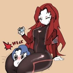 1girls bodysuit clothing female female_only gebura_(lobotomy_corporation) heterochromia jacket lobotomy_corporation long_hair looking_at_viewer project_moon red_hair scar skinsuit thick_thighs tight_clothing yellow_eyes