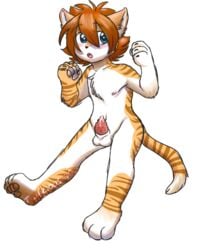 animal_genitalia anthro balls blush cum erection feline furry furry_only kemono male male_only mammal no_humans nude pawpads penis sheath stripes tabby twilicious twink