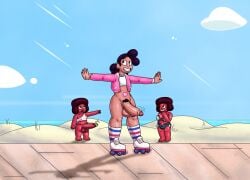 boardwalk cartoon_network dickgirl dwonksa futanari gem_(species) pantless roller_skates steven_universe stevonnie