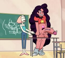 cartoon_network classroom dickgirl dwonksa pants_down pearl_(steven_universe) penis_out steven_universe steven_universe_future stevonnie