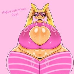 bimbo chubby clothed glasses heart heart_symbol lopunny pink_clothing pokemon pokemon_(species) tagme text valentines valentines_day zeraniumz