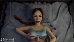 alicecry animated big_eyes brown_eyes brown_hair lara_croft lara_croft_(classic) sound tagme titfuck titfuck_under_clothes titjob tomb_raider tomb_raider_remastered video