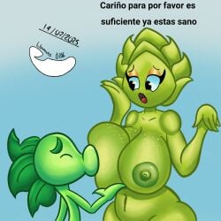 big_breasts boob_suck handermyu heartichoke_(pvz) huge_breasts lbanano0206 plant_girl plants_vs_zombies repeater_(pvz)