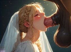 1girls ai ai_generated beastbride big_cock blonde_female blonde_hair blush braid braided_hair bride closed_eyes cock_worship deepthroat equine_genitalia equine_penis female horse_penis horsecock huge_cock hyper_penis kneeling kneeling_blowjob kneeling_female kneeling_oral_position male marriage married married_couple married_female married_to_feral married_woman minotaur nostrils oral oral_penetration oral_sex patreon penis shiny_lips submissive submissive_female throat_bulge throat_fuck veiny_balls veiny_penis wedding wedding_attire wedding_dress wedding_veil white_skin wife wife_and_husband