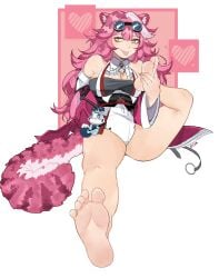 animal_ears animal_tail big_ass big_breasts big_butt big_thighs clothing commission curvaceous curvaceous_female curvaceous_figure curvy curvy_figure curvy_hips cyadraws feet feet_focus female female_focus female_only foot_fetish hololive hololive_english long_hair pink_hair raora_panthera