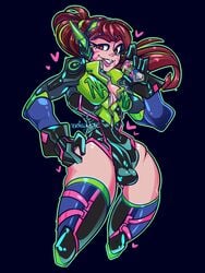 alternate_costume bulge cameltail cleavage d.va elatedsceptre futa_only futanari headphones highleg intersex nano_d.va nerfocalypse overwatch tagme thighhighs whisker_markings