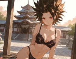 ai_generated beautfiul_background bright_daylight caulifla dusty lace_lingerie medium_breasts one_breast_out sad stunning_backgroud temple windy