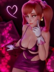 asian asian_female big_ass big_breasts big_butt breasts brown_hair brown_hair_female d.va dress female female female_focus heart korean korean_female light_skin overwatch overwatch_2 pink_dress sosiskaba6y valentine's_day