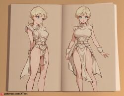 ai_generated character_sheet erasa_(dragon_ball) large_breasts leg_raise shouting