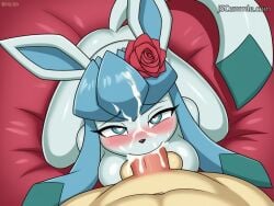 1boy 1girls ai_generated all_the_way_to_the_base anthro anthro_on_anthro anthro_penetrated anthro_penetrating anthro_penetrating_anthro bed bedroom blowjob breasts couple cum cum_in_mouth cum_inside deepthroat eeveelution face_fucking fellatio female female_penetrated furry glaceon heart-shaped_pupils heart_box irrumatio kneeling kneeling_oral_position leafeon male male/female male_penetrating male_penetrating_female mf oral oral_penetration oral_sex pokemon pokemon_(species) romantic_couple rose sex sword_swallowing_position throat_fuck thrusting thrusting_into_mouth valentine's_day