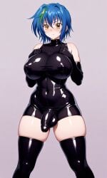 ai_generated bodysuit bulge bulge_through_clothing futanari high_school_dxd penis_under_clothes thighhighs xenovia_quarta