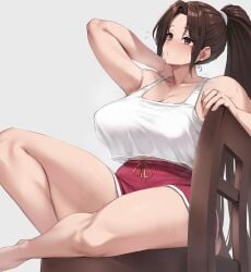 1girls 2025 2d 2d_(artwork) asian asian_female athletic athletic_female bare_arms bare_legs bare_shoulders bare_thighs big_breasts boobies boobs breasts brown_eyes brown_hair busty cleavage clothed clothing color colored fanart fatal_fury fatal_fury:_city_of_the_wolves female femme_fatale full_color hair huge_breasts japanese japanese_female king_of_fighters kunoichi large_breasts light-skinned_female light_skin long_hair mai_shiranui moisture_(chichi) ninja ninja_girl ponytail seductive shorts snk street_fighter_6 sweat sweatdrop sweating tank_top thick_thighs thighs tits titties video_game video_game_character video_game_franchise video_games voluptuous voluptuous_female