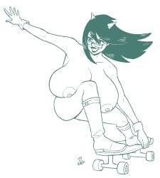 1girls big_breasts female homestuck huge_breasts hyper_breasts latula_pyrope line_art mindwipe planetofjunk