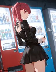 ai_generated beautfiul_background dokugamine_riruka embarrass kneeled_seductive ladle large_breasts stunning_backgroud vending_machine