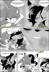 anthro blush breasts clothing comic feline female hedgehog hugging kissing lynx male mammal mobius_unleashed nicole_the_lynx palcomix sonic_(series) sonic_the_hedgehog steel_tigerwolf straight