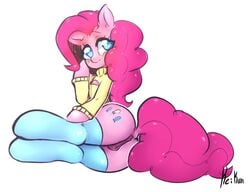 2016 anatomically_correct anatomically_correct_pussy animal_genitalia animal_pussy anus ass clothing cutie_mark earth_pony equine equine_pussy female friendship_is_magic hair horse kei_kun legwear long_hair mammal my_little_pony pinkie_pie_(mlp) pony pussy simple_background solo straight_hair sweater thigh_highs white_background