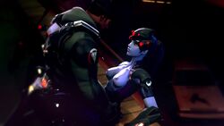 3d animated blackwatch_reyes bouncing_breasts breasts carrying clothed_sex female gabriel_reyes missionary night nipples no_sound open_clothes outdoors overwatch reaper sex source_filmmaker straight video widowmaker zedsfm