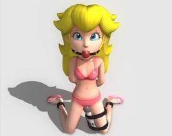 1girls 3d animated arms_behind_back ball_gag bikini blonde_hair blue_eyes bondage bound bowser bra clitoral_stimulation collar female gag gagged hitachi_magic_wand human kneeling lipstick long_hair mario_(series) mp4 nintendo no_sound onmodel3d panties pink_bra pink_panties princess_peach rolling_eyes self_upload sex_toy solo tagme torture vibrator video white_background