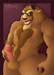 1boy anthro armpit_hair armpits balls beast_(disney) beauty_and_the_beast disney humanoid_penis male male_only mammal masturbation penile_masturbation penis solo themongrel