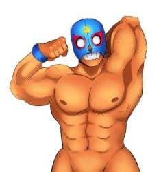 brawl_stars breasts el_primo el_primo_(brawl_stars) mascara muscles nsfw only_male sweat