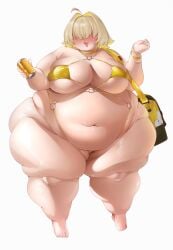 1girls bbw bursting_breasts elegg_(nikke) fat_thighs female female_only gigantic_hips goddess_of_victory:_nikke huge_belly huge_breasts huge_hips mamoru_shijugo obese overweight overweight_female solo solo_female standing tight_clothing